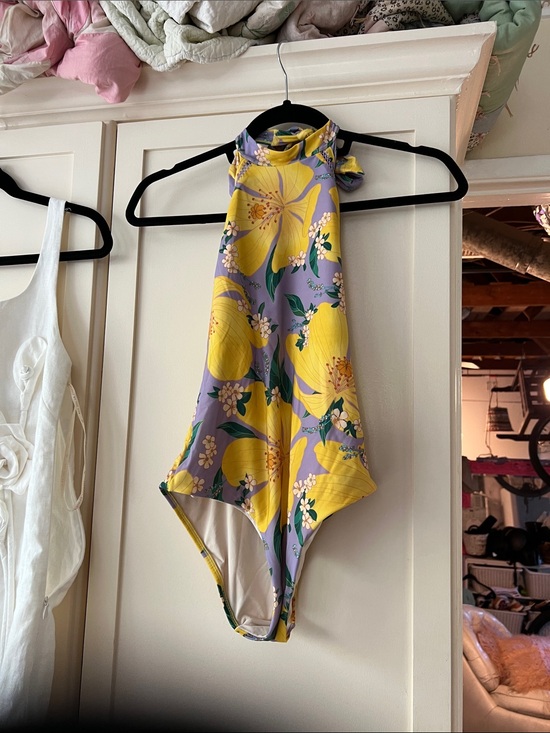 FARM Rio Other - FARM Rio Yellow & Lavender Floral Halter One-Piece